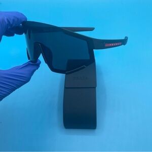 Prada Black Sunglasses with Red Highlights